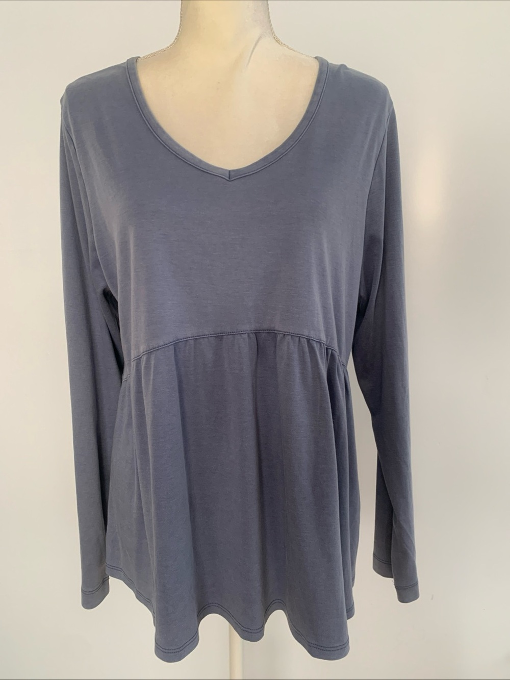 Koolaburra by UGG Peplum Blue Blouse Top Ruffle Hem V-neck Long Sleeve Boho Y2k
